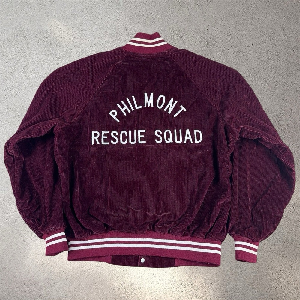 Vintage Corduroy Chain Stitch Jacket Fits Large Philmont Rescue Squad 70s 80s